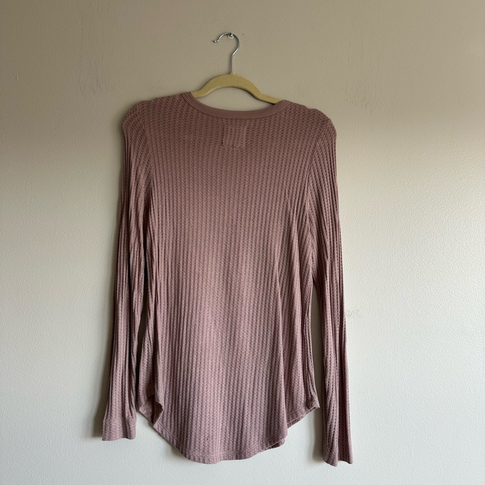 Chaser Mauve Waffle Button Front Thermal Top - image 4